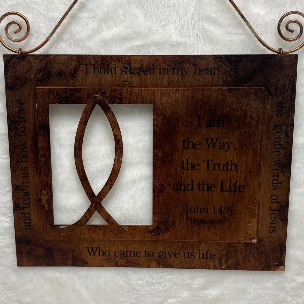 Copper Religious‎ Wall Art John 14:6 Fish Symbol Christian Home Decor Rustic